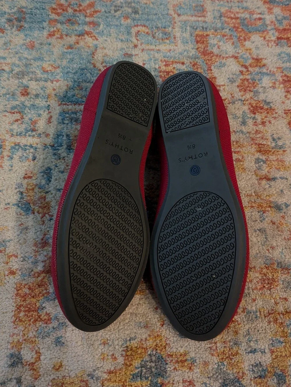 Rothy's Womens 8.5 The Flat Round Toe Ballet Flats Shoes Red Washable